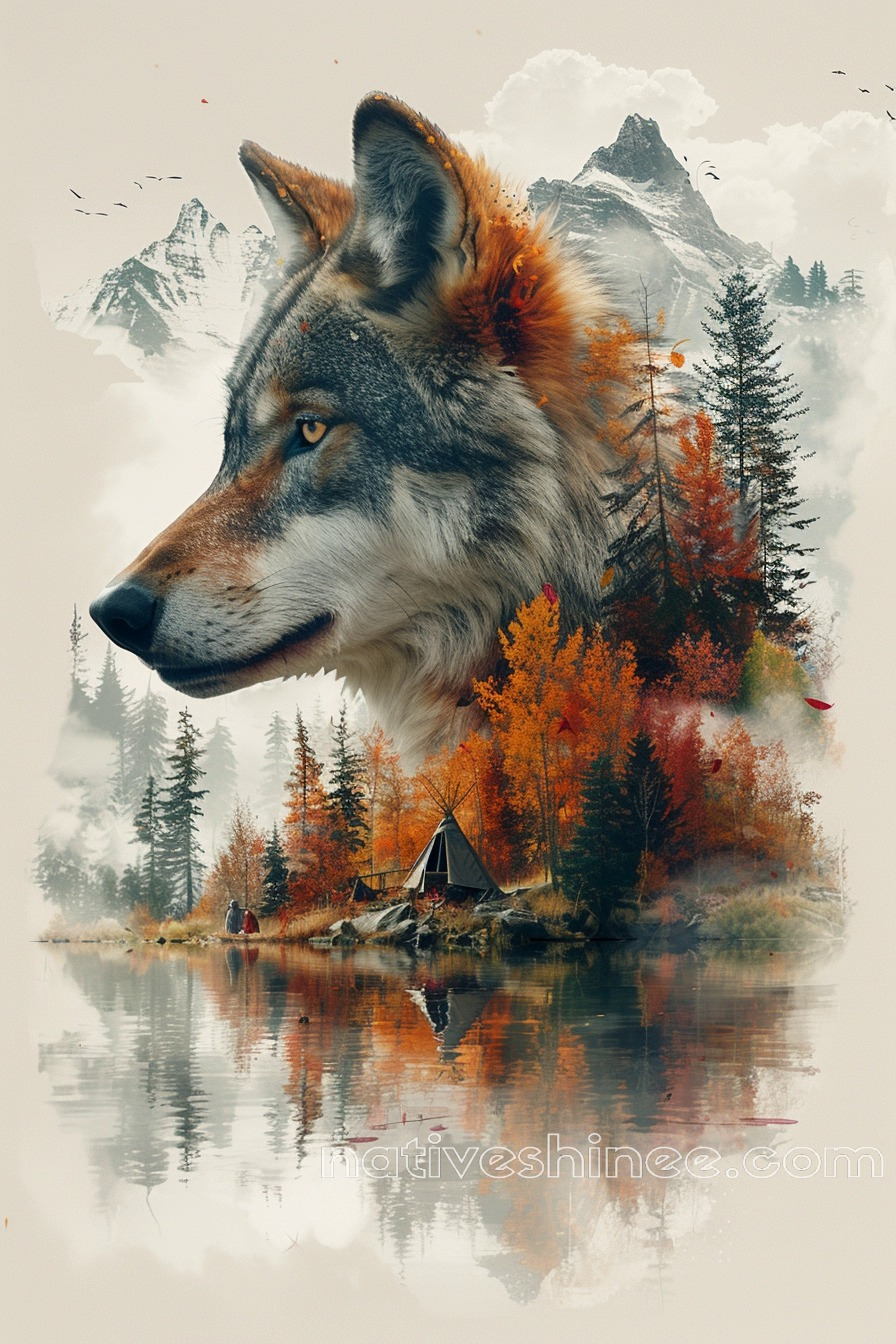 Where Wolf and Nature Meet Native American Canvas