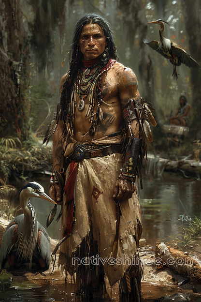 Spirit of the Wild: Warrior and Bird Native American Canvas