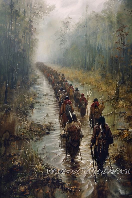 Through the Swamps: A Path of Tears and Survival Native American Canvas VA