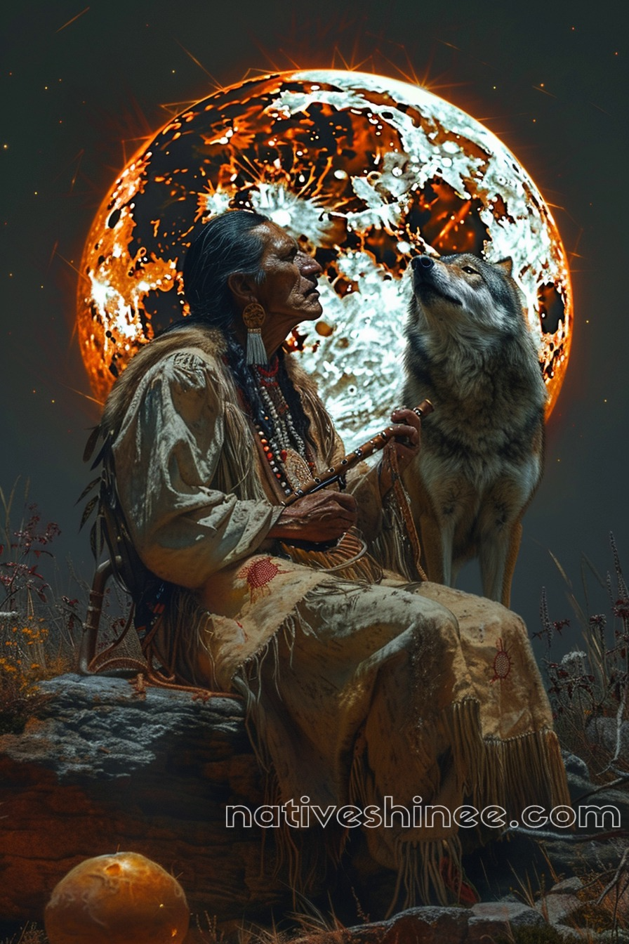 The Wolf and the Shaman's Song American Canvas