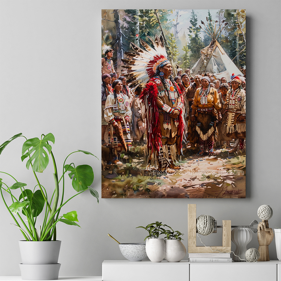 The Chief’s Command: A Moment of Reverence Native American Canvas