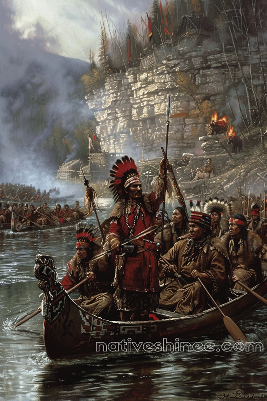 Warriors of the River Native American Canvas