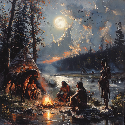 Nature’s Audience to Twilight Tales Native American Canvas