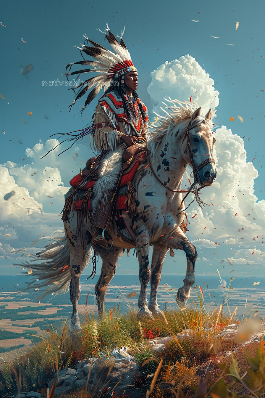 A Warrior's Journey Across the Plains Native American Horse Canvas