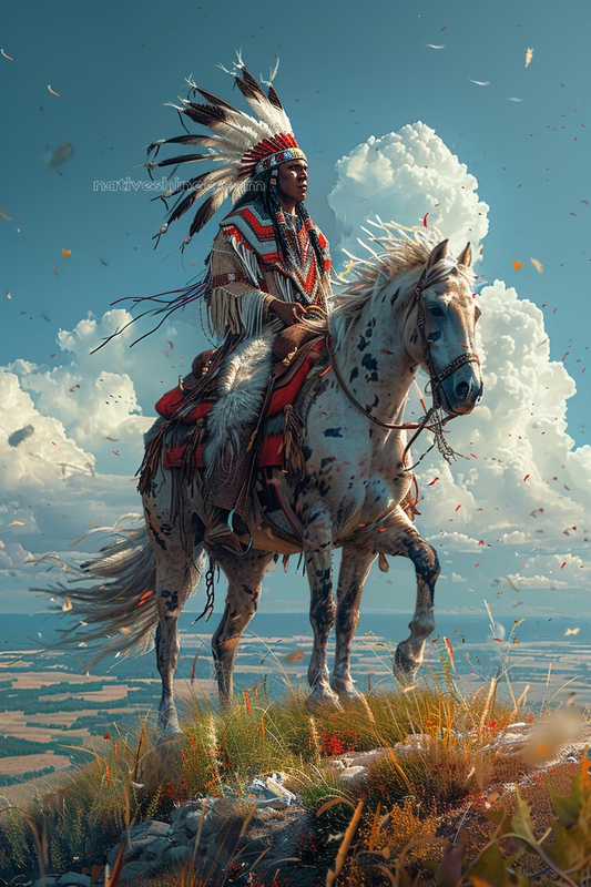 A Warrior's Journey Across the Plains Native American Horse Canvas