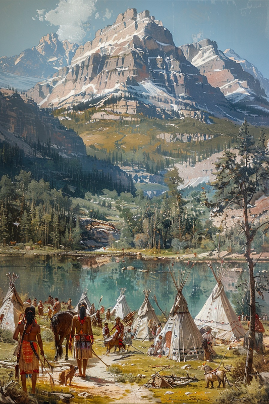 Life by the Mountain's Mirror Native American Canvas