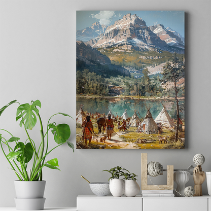 Life by the Mountain's Mirror Native American Canvas