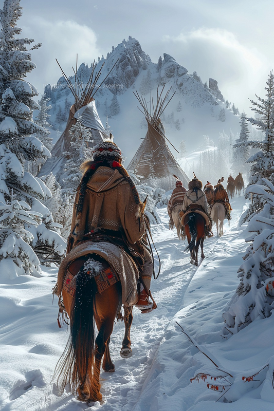 Snowbound Journey of the Spirit Riders Native American Horse Canvas