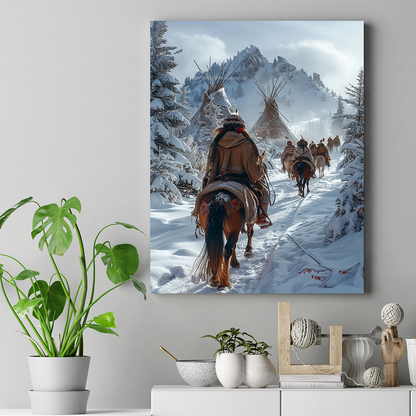 Snowbound Journey of the Spirit Riders Native American Horse Canvas