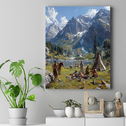 The Hearth of Heritage Native American Horse Canvas