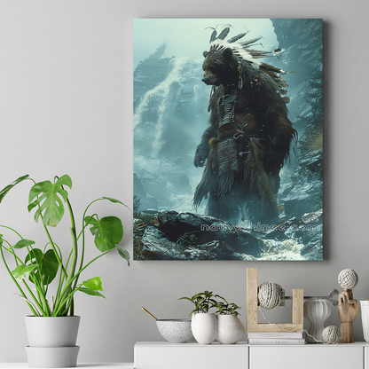 Nature's Sentinel: The Bear Warrior Native American Canvas