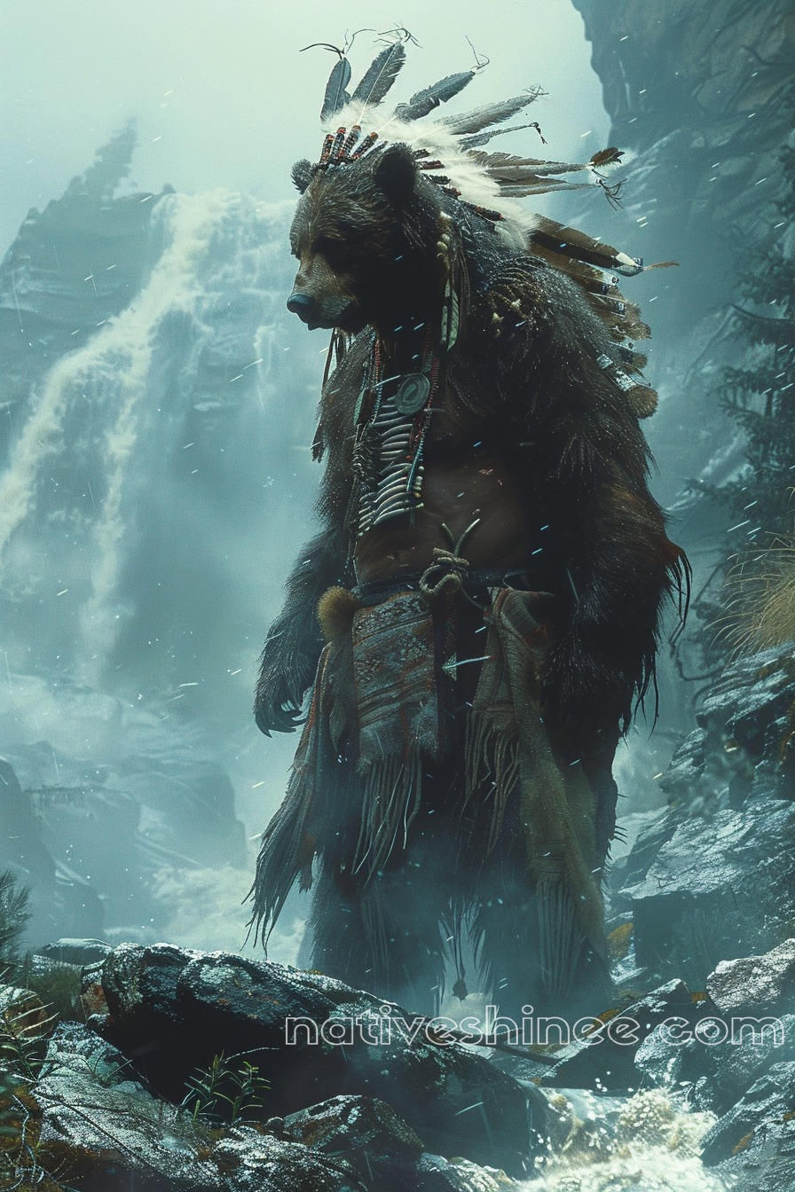 Nature's Sentinel: The Bear Warrior Native American Canvas