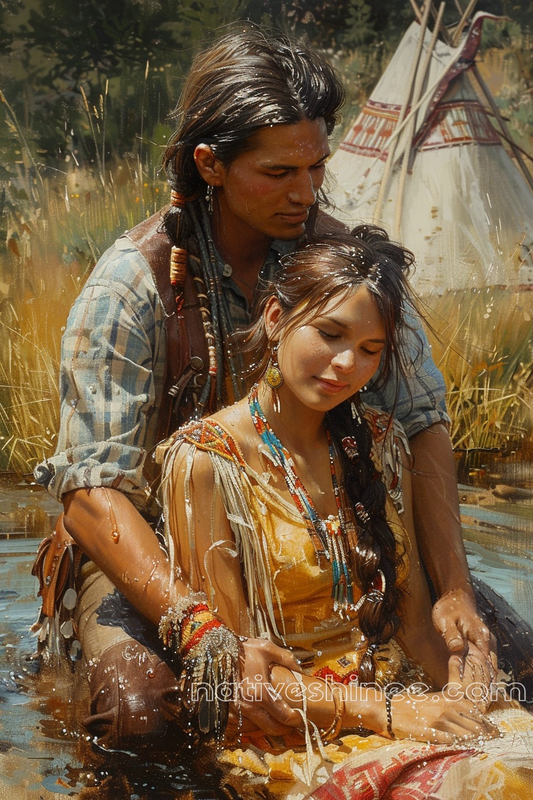 Embrace of the Heart: Love in Nature's Warmth Native American Canvas