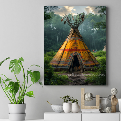 A Teepee in Harmony with Nature Native American Canvas