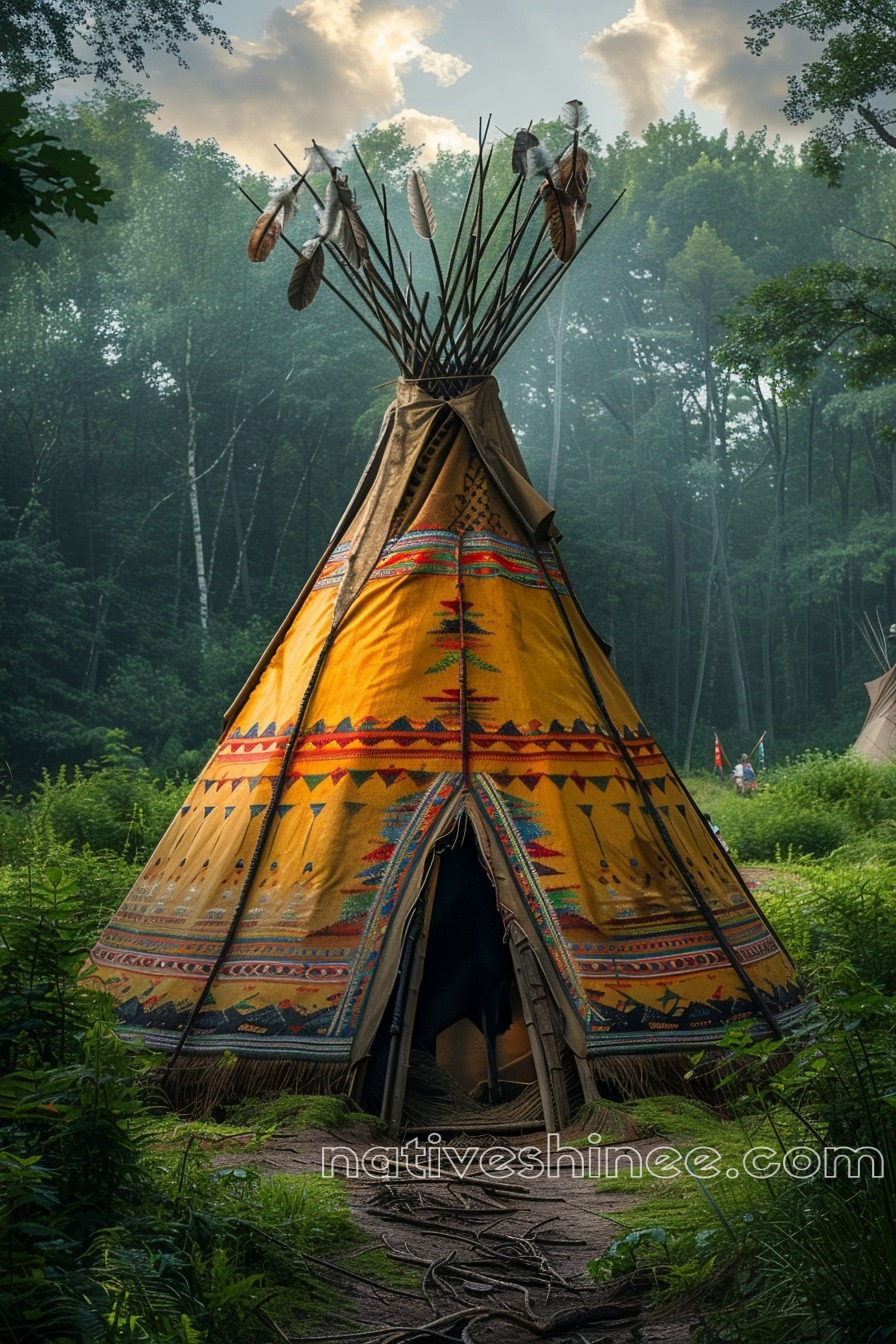 A Teepee in Harmony with Nature Native American Canvas