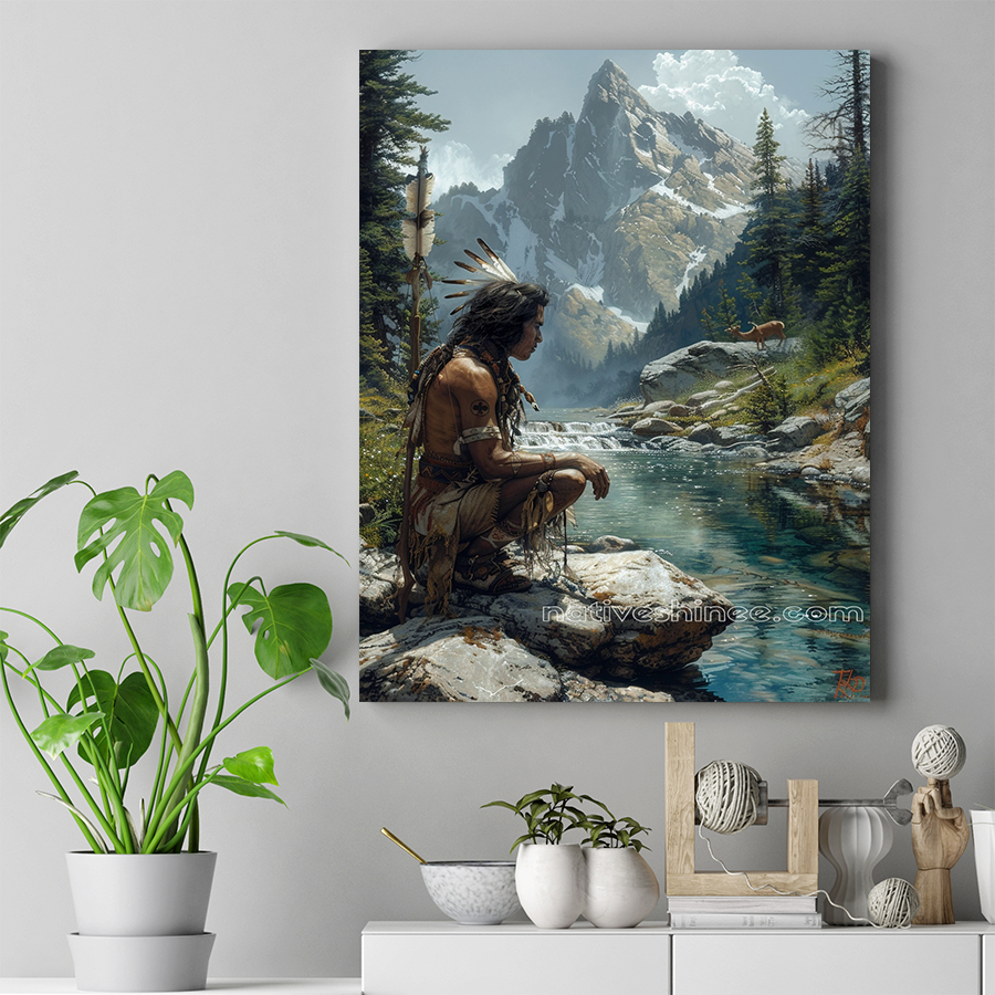 Silent Reflection in the Heart of Nature Native American Canvas