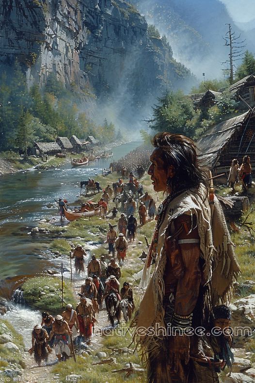 Along the River's Path: Returning to the Homeland Native American Canvas VA