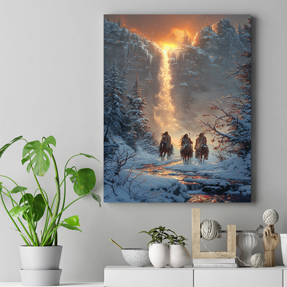 Warriors' Winter Journey Native American Canvas