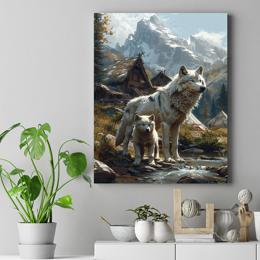 Wolves of the Mountain Native American Canvas