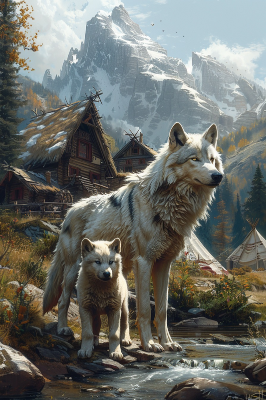 Wolves of the Mountain Native American Canvas