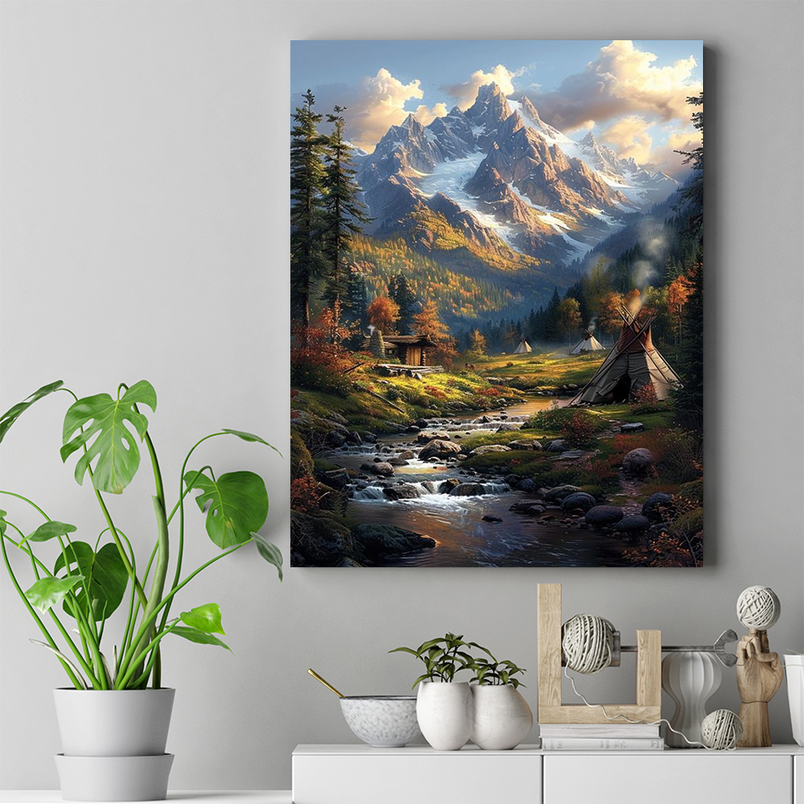 Peaceful Stream in the Heart of Nature Native American Canvas