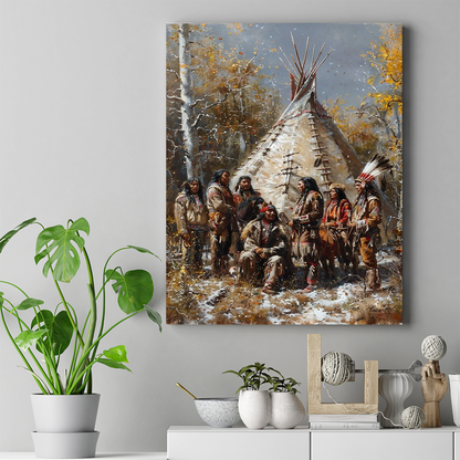 Unity in the Heart of Autumn Native American Canvas