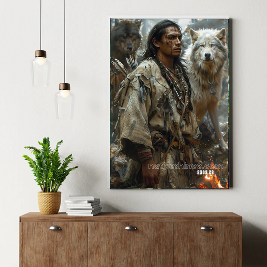 The Warrior and the Wolf: Spirits of the Fire Canvas