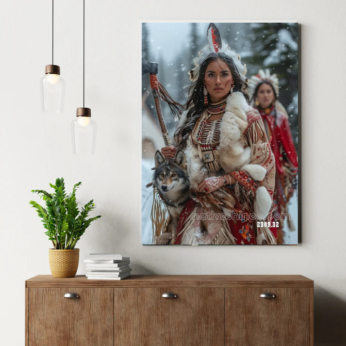 Daughter of the Wolf: Strength in Winter Canvas