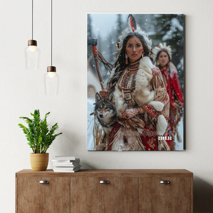 Daughter of the Wolf: Strength in Winter Canvas