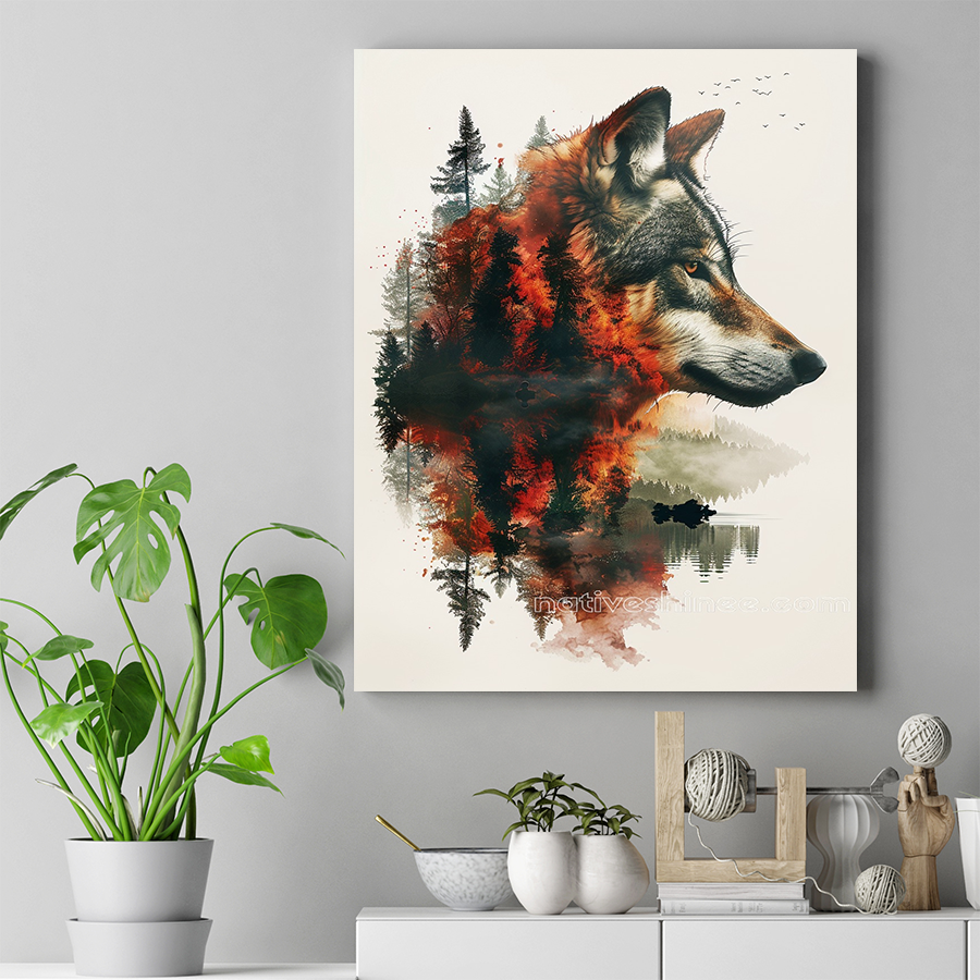 Spirit of the Forest Wolf Native American Canvas