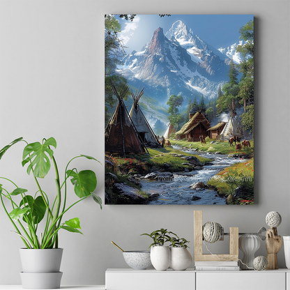 Tranquil Village Native American Canvas