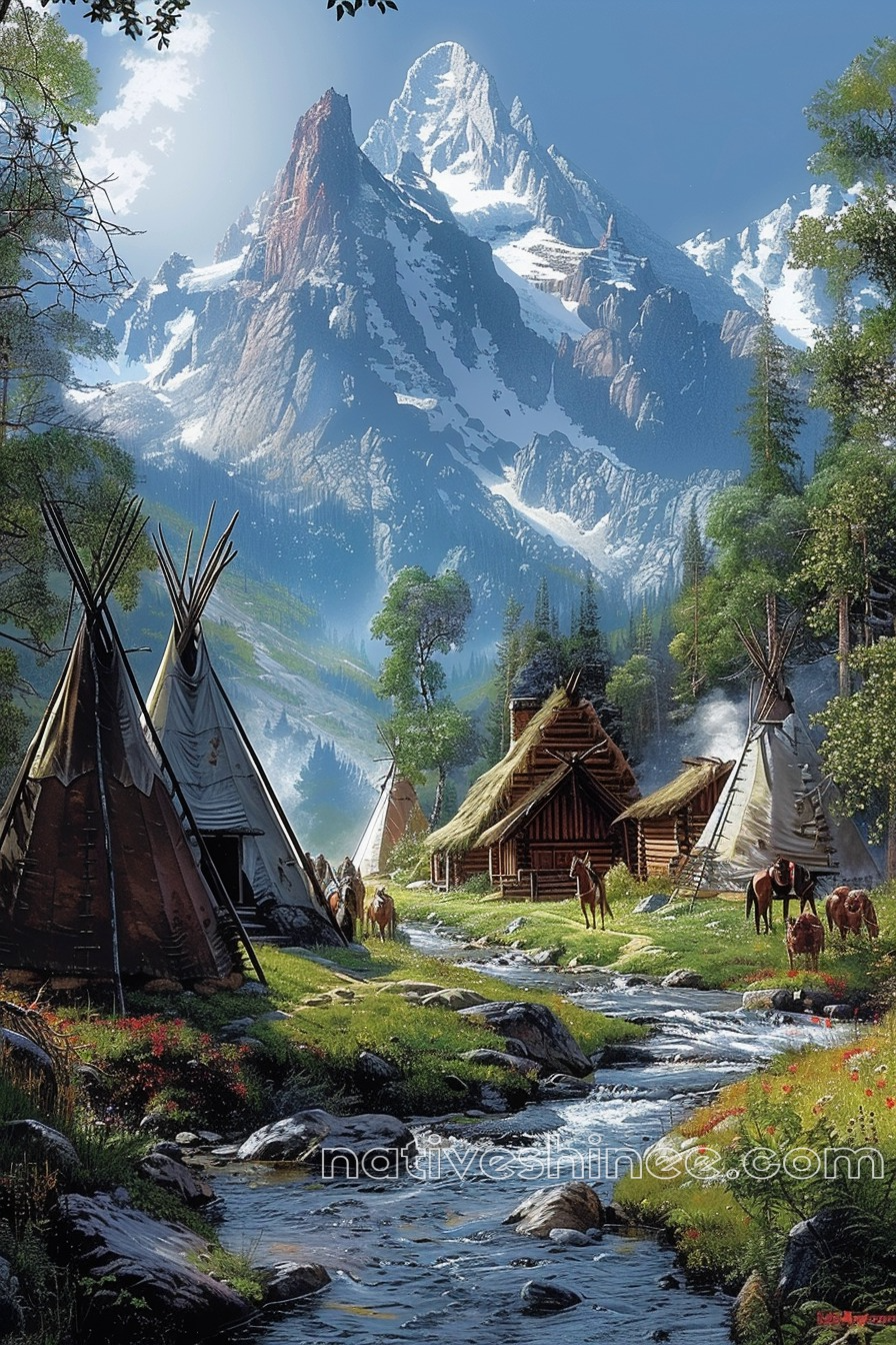 Tranquil Village Native American Canvas