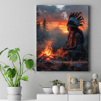 Twilight Contemplation Native American Canvas