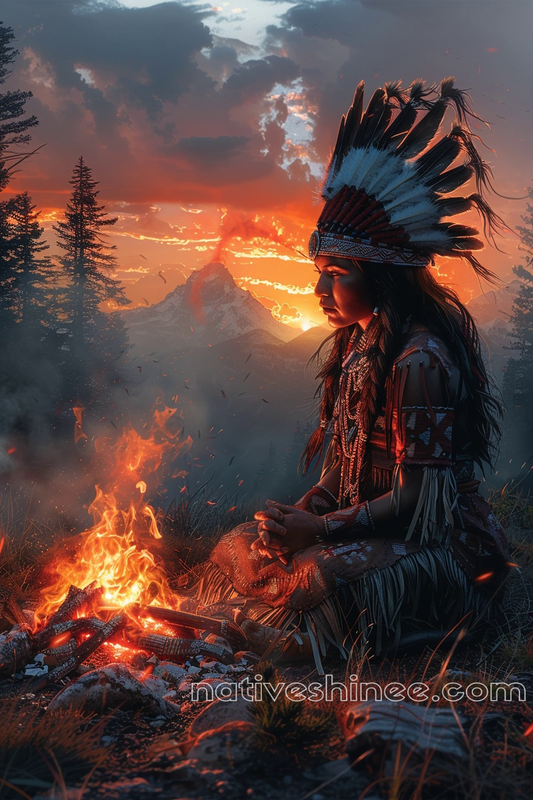 Twilight Contemplation Native American Canvas