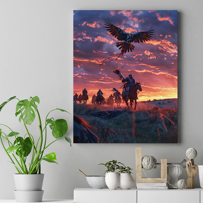 Eagle's Call at Sunset Native American Canvas