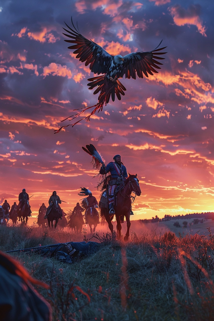 Eagle's Call at Sunset Native American Canvas