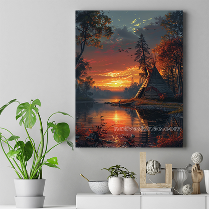 Reflections of a Sunset Journey Native American Canvas