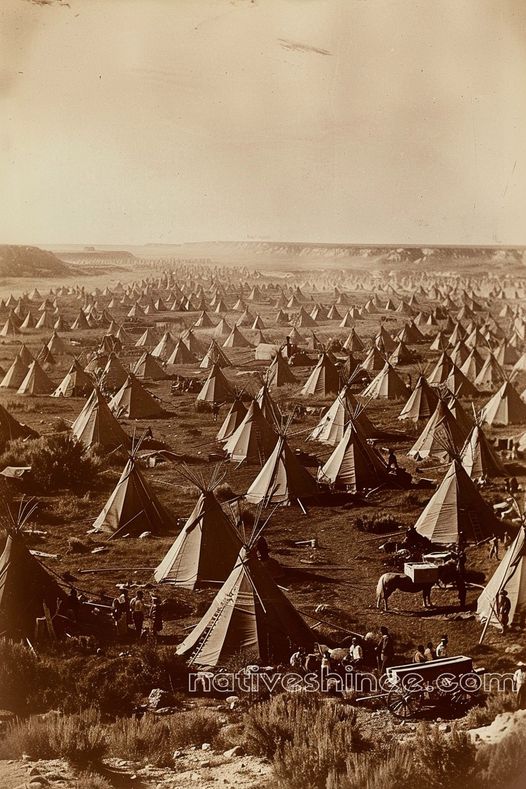 An Ocean of Tepees: Gathering of Nations on the Plains Native American Canvas VA