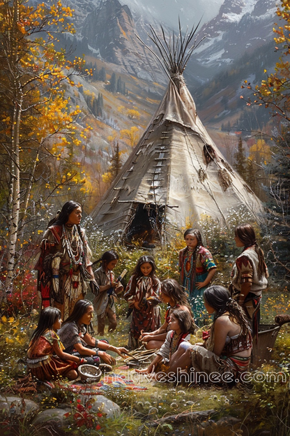 Storytelling and Wisdom in Nature's Heart Native American Canvas