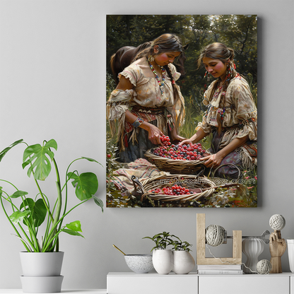 Cherishing the Berry Harvest Native American Canvas