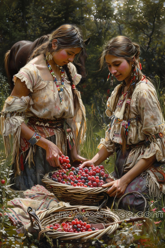 Cherishing the Berry Harvest Native American Canvas