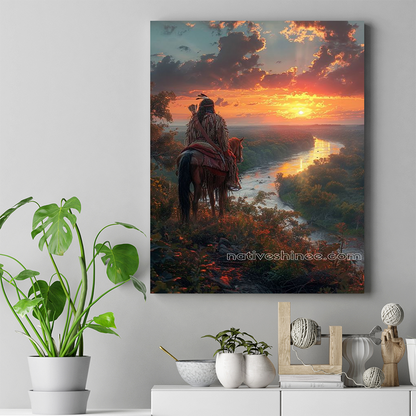 Savoring the Golden Twilight Native American Canvas