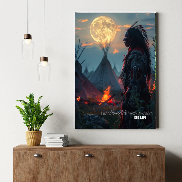 Moonlit Warrior's Vigil Canvas