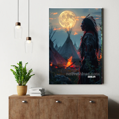 Moonlit Warrior's Vigil Canvas