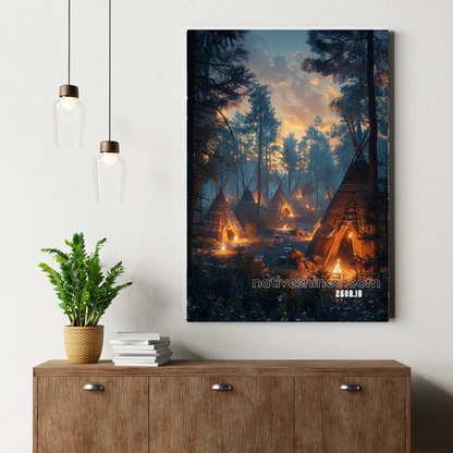 Twilight Teepee Village Canvas