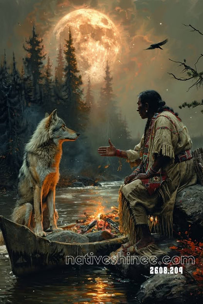 The Wolf and the Elder Canvas