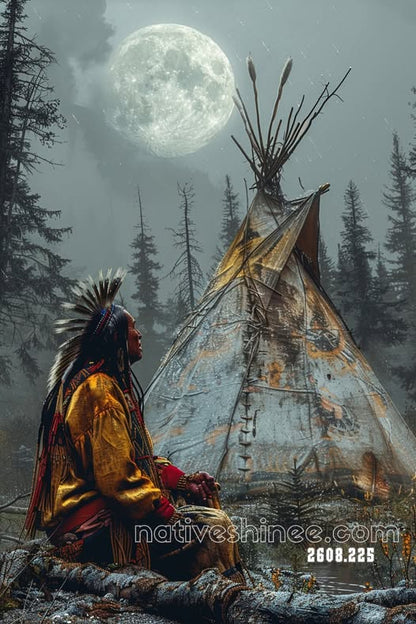 Whispers of the Moonlit Camp Canvas