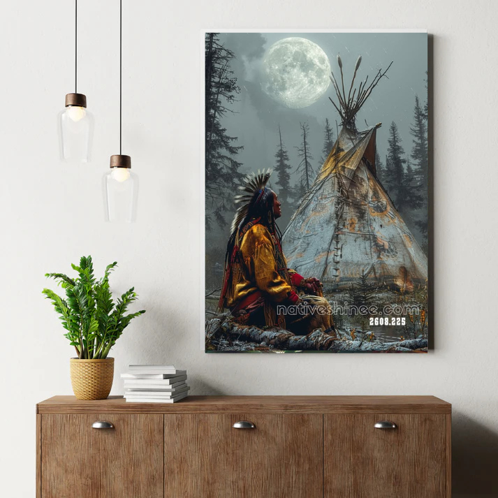 Whispers of the Moonlit Camp Canvas