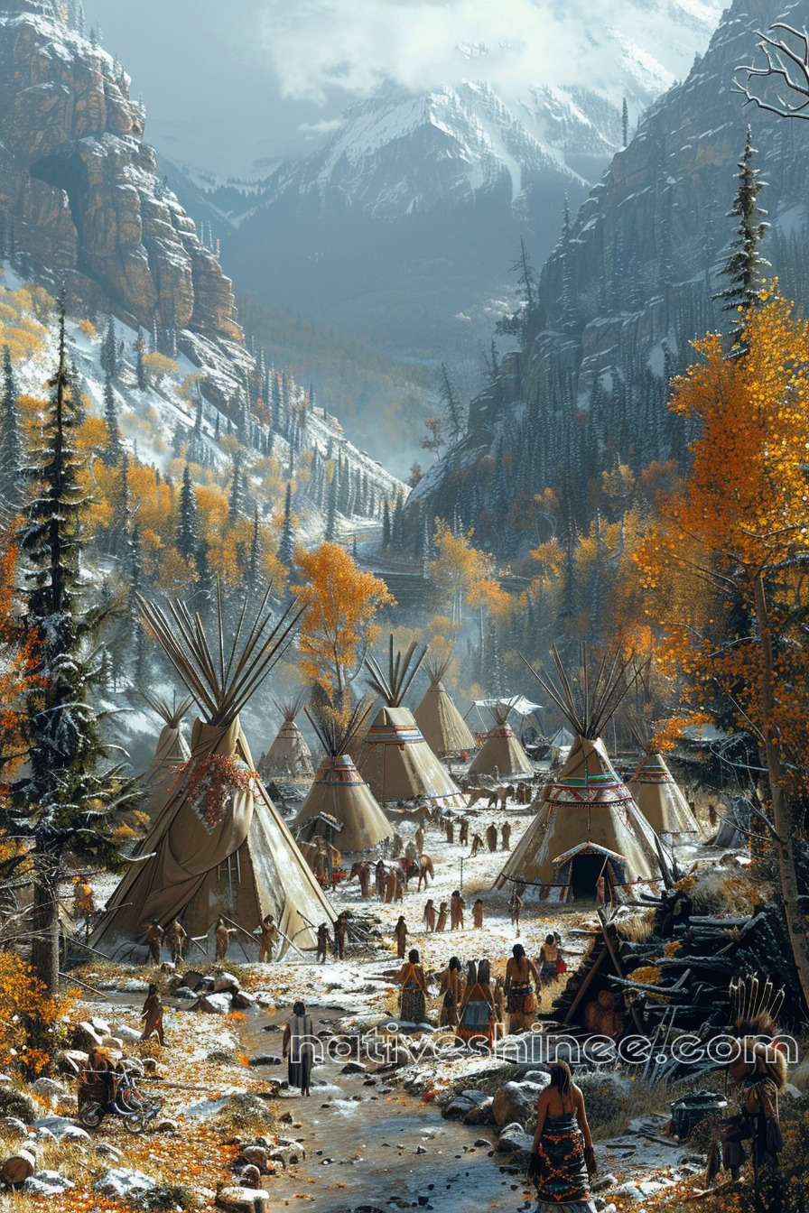 Life in the Valley of Teepees Native American Canvas