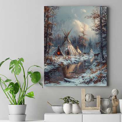 Native Tranquility in Winter Native American Canvas